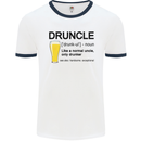 Druncle Uncle Funny Beer Alcohol Day Mens White Ringer T-Shirt White/Navy Blue