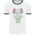 Meditating Axolot Yoga Spiritual Mens Ringer T-Shirt White/Navy Blue