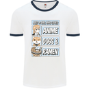 A Girl Who Loves Anime Dogs & Ramen Mens Ringer T-Shirt White/Navy Blue