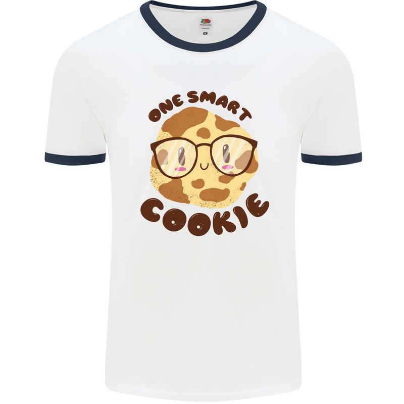 A Smart Cookie Funny Food Nerd Geek Maths Mens White Ringer T-Shirt White/Navy Blue