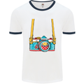 Photography Camera Around Neck Mens White Ringer T-Shirt White/Navy Blue