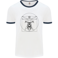 Vitruvian Biker Motorcycle Motorbike Mens White Ringer T-Shirt White/Navy Blue