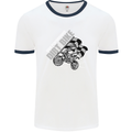 Motocross Dirt Bike MotoX Scrambling Mens White Ringer T-Shirt White/Navy Blue