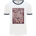 Japanese Sound of City Vibes Japan Mens White Ringer T-Shirt White/Navy Blue