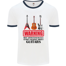 May Start Talking About Guitars Guitarist Mens White Ringer T-Shirt White/Navy Blue
