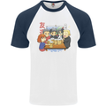 Chibi Anime Friends Drinking Beer Mens S/S Baseball T-Shirt White/Navy Blue