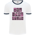 Tarot Cards Fortune Teller Skulls Mens White Ringer T-Shirt White/Navy Blue