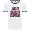 Tarot Cards Fortune Teller Skulls Mens White Ringer T-Shirt White/Navy Blue