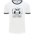 Panda Bear Funny Sleep Sleeping Nightwear Mens White Ringer T-Shirt White/Navy Blue