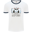 Panda Bear Funny Sleep Sleeping Nightwear Mens White Ringer T-Shirt White/Navy Blue