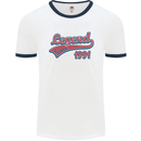 Legend Since 32nd Birthday 1991 Mens Ringer T-Shirt White/Navy Blue