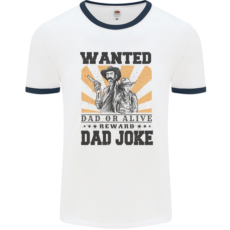 Father's Day Dad Joke Funny Cowboy Poster Mens Ringer T-Shirt White/Navy Blue