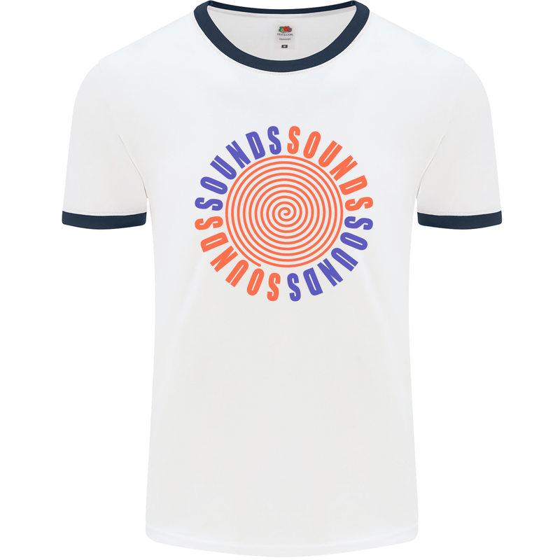 Sounds Mens White Ringer T-Shirt White/Navy Blue