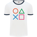 Arcade Game Console Buttons Gaming Gamer Mens White Ringer T-Shirt White/Navy Blue