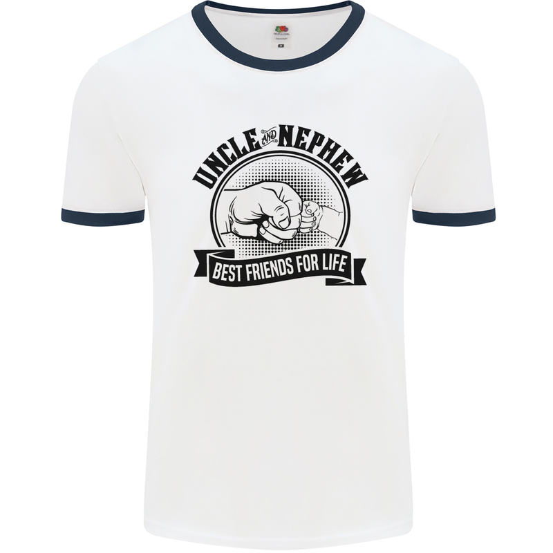 Uncle & Nephew Best Friends Uncle's Day Mens White Ringer T-Shirt White/Navy Blue