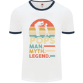 Pops Man Myth Legend Funny Fathers Day Mens Ringer T-Shirt White/Navy Blue