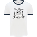 Home Is Where Your Cat Is Funny Kitten Mens White Ringer T-Shirt White/Navy Blue