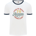 70th Birthday 70 Year Old Awesome Looks Like Mens White Ringer T-Shirt White/Navy Blue