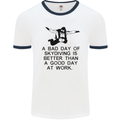 A Bad Day of Skydiving Para Skydiving Mens White Ringer T-Shirt White/Navy Blue