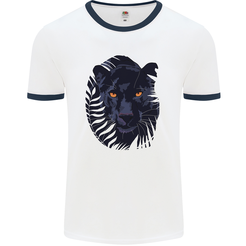 A Black Panther Mens White Ringer T-Shirt White/Navy Blue