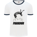 Parkour Free Running Break the Limit Mens White Ringer T-Shirt White/Navy Blue
