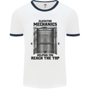 Elevator Mechanic Lift Engineer Mens Ringer T-Shirt White/Navy Blue