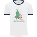 Funny Christmas Santa Bunny Mens White Ringer T-Shirt White/Navy Blue