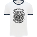 Grim Reaper Motorbike Motorcycle Biker Mens White Ringer T-Shirt White/Navy Blue