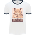 A Tired Cat Mens White Ringer T-Shirt White/Navy Blue