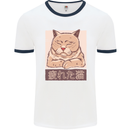 A Tired Cat Mens White Ringer T-Shirt White/Navy Blue