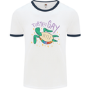 LGBT Turtle Gay Pride Day Awareness Mens White Ringer T-Shirt White/Navy Blue