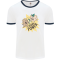 Vegan Power Funny Mens White Ringer T-Shirt White/Navy Blue