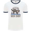 Funny Sloth Yoga Mens Ringer T-Shirt White/Navy Blue