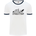 Evolution of a Scuba Diver Diving Funny Mens White Ringer T-Shirt White/Navy Blue