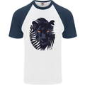 A Black Panther Mens S/S Baseball T-Shirt White/Navy Blue
