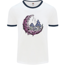 Trippy Magic Mushroom Moon LSD Psychedelic Mens Ringer T-Shirt White/Navy Blue