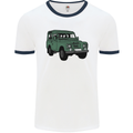 4X4 Off Road Roading 4 Wheel Drive Mens White Ringer T-Shirt White/Navy Blue