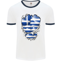 Gym The Greek Flag Ripped Muscles Greece Mens White Ringer T-Shirt White/Navy Blue