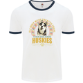 A Huskies Dog Mens Ringer T-Shirt White/Navy Blue