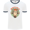 Moodolf Funny Rudolf Christmas Cow Mens Ringer T-Shirt White/Navy Blue