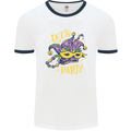 Mardi Gras Lets Party Mens Ringer T-Shirt White/Navy Blue