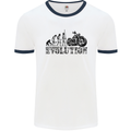 Evolution of Motorcycle Motorbike Biker Mens White Ringer T-Shirt White/Navy Blue