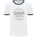 Vintage Year 48th Birthday 1975 Mens Ringer T-Shirt White/Navy Blue