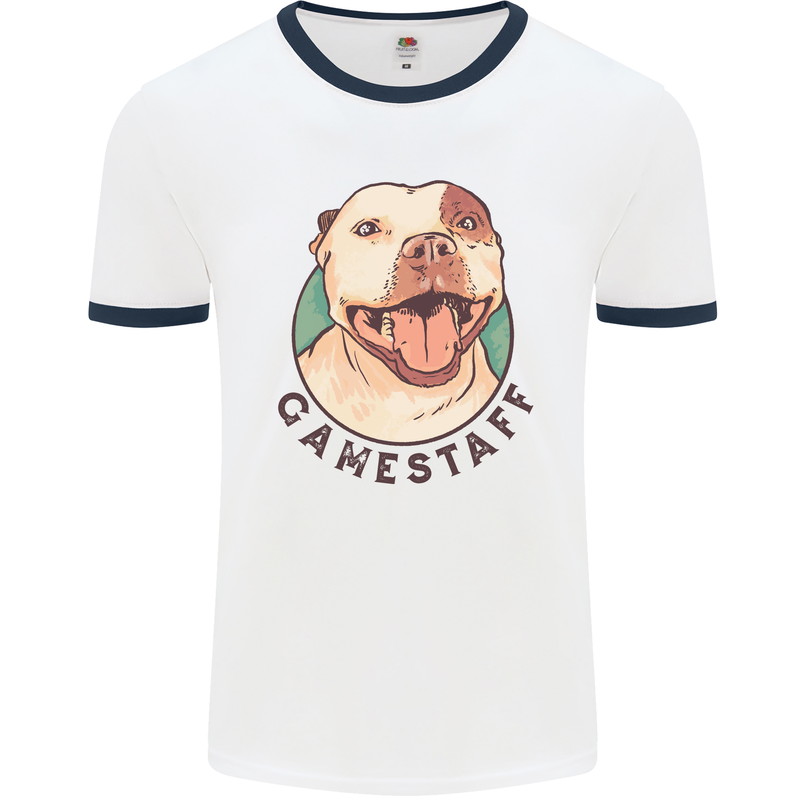 Dog Gamestaff Mens White Ringer T-Shirt White/Navy Blue