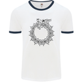 Dragon Symbol Fantasy Chinese Japanese Mens White Ringer T-Shirt White/Navy Blue