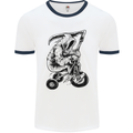 Grim Reaper Trike Bicycle Cycling Gothic Mens White Ringer T-Shirt White/Navy Blue