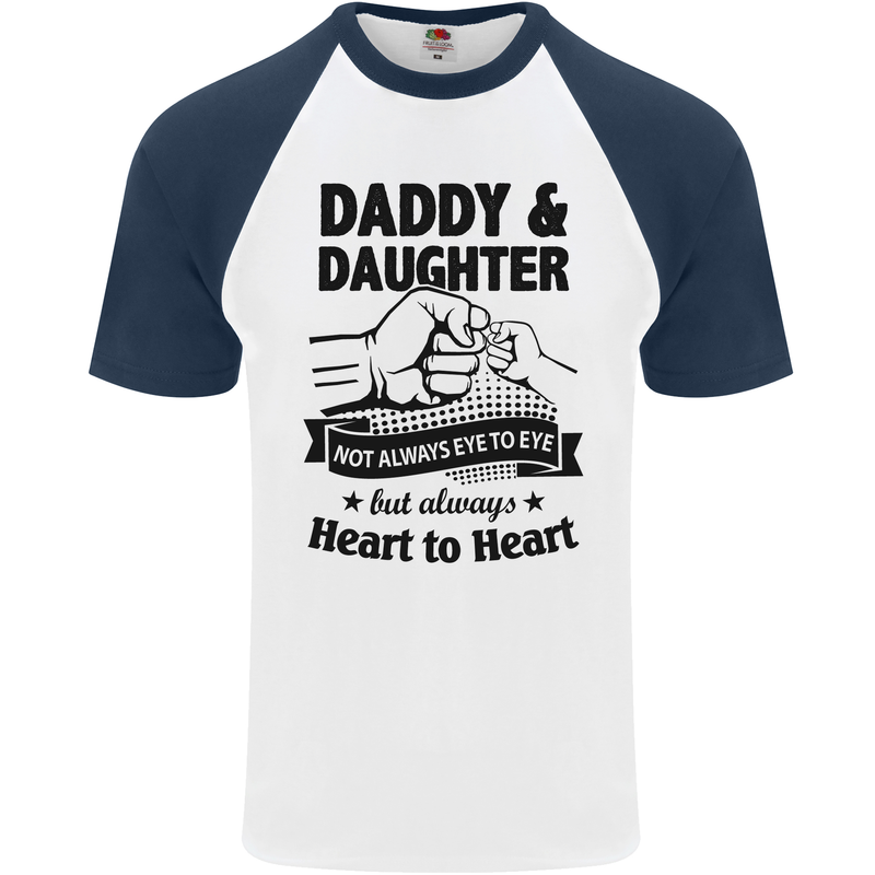 Daddy and Daughter Funny Father's Day Mens S/S Baseball T-Shirt White/Navy Blue