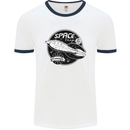 Space Trip Rocket Ship Astronaut Mens White Ringer T-Shirt White/Navy Blue