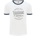 Vintage Year 47th Birthday 1976 Mens Ringer T-Shirt White/Navy Blue