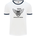 Irritable Owl Syndrome Bowel IBS Funny Mens White Ringer T-Shirt White/Navy Blue